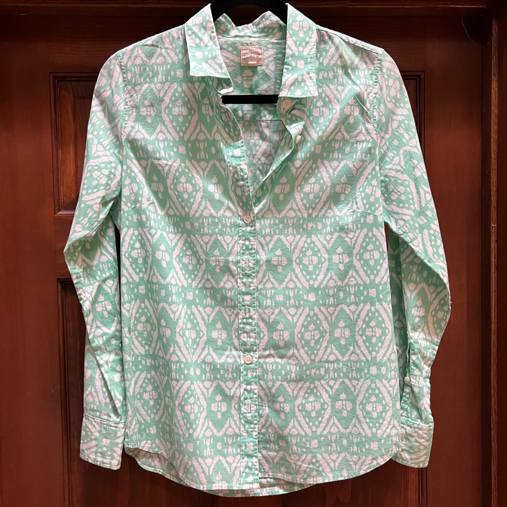 The Perfect Shirt by J. Crew in Mint Ikat